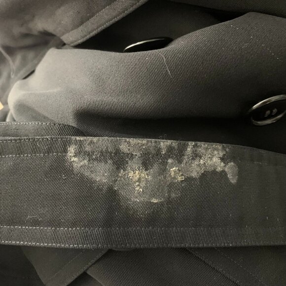 Vintage 40s WWII US Navy Uniform Trench Coat Size 41 Black Wool Unlined Belted - Picture 6 of 7